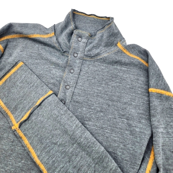 Agave Mens Gray Long Sleeve Henley‎ Tee Soft Knit Size Medium T1 - Picture 1 of 9